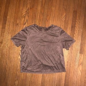 Suede brown t-shirt from Zara